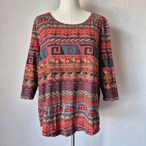 Peruvian Connection Kaffe Fassett T-Shirt Pima-Cotton Knit Printed Multicolor